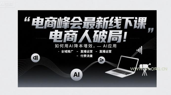 电商峰会最新线下课,电商人破局,如何用AI降本增效,AI应用-全域推广-直播运营-付费流量-小红泡