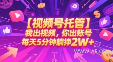 【视频号托管 】我出视频,你出账号,每天5分钟发布,最高躺挣2W+【揭秘】-A5资源网