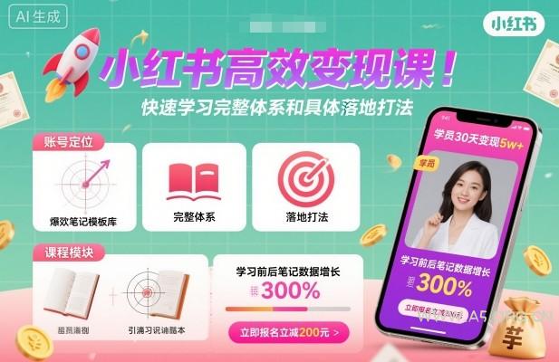 小红书高效变现课,快速学习小红书完整体系和具体落地打法-小红泡