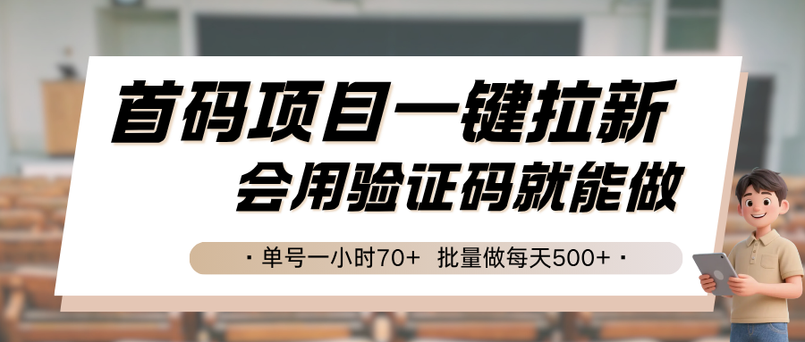 首码项目一键拉新，会用验证码就能做 单号一小时70+，批量做每天500+-A5资源网