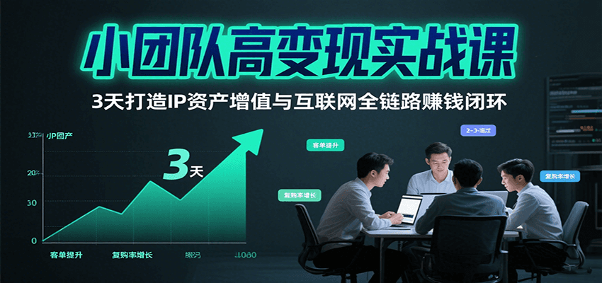 小团队高变现实战课，3天打造IP资产增值与互联网全链路赚钱闭环(第二期)-A5资源网