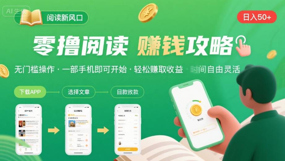 零撸阅读新风口,无门槛轻松挣,一部手机,日入 50-3张【揭秘】-A5资源网