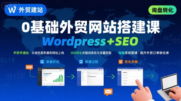 WordPress外贸建站+SEO优化课程，手把手教你从0到1搭建可获得询盘的外贸网站-A5资源网