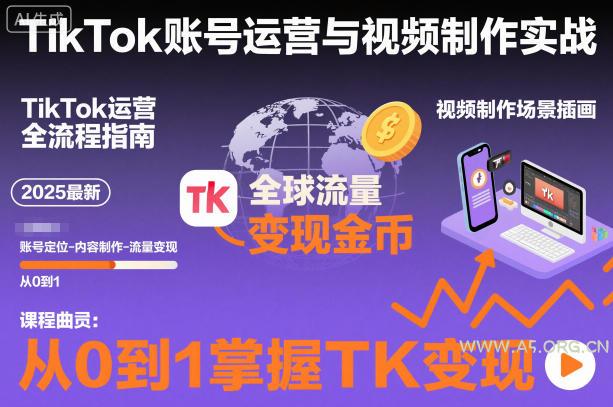 2025最新TikTok账号运营与视频制作实战全流程,从0到1掌握TK变现(含11月最新TK搬运技术)-A5资源网