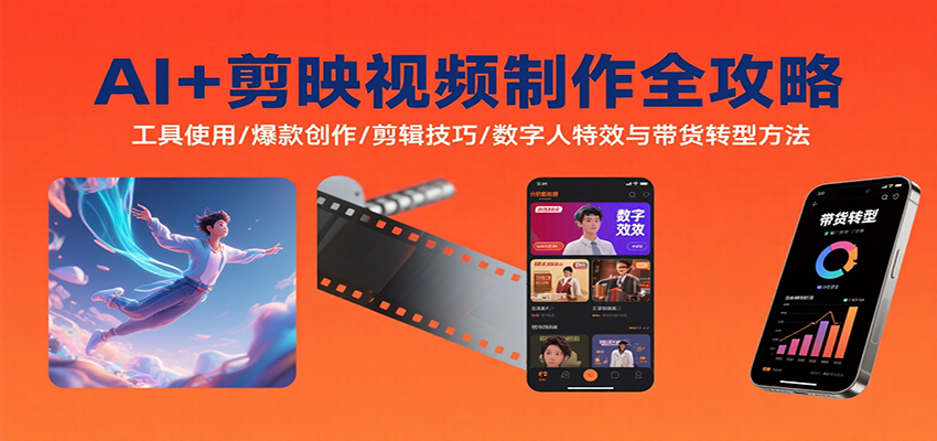 AI+剪映视频制作全攻略:工具使用/爆款创作/剪辑技巧/数字人特效与带货转型方法-A5资源网