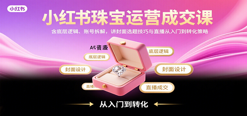 小红书珠宝运营成交课:含底层逻辑、账号拆解,讲封面选题技巧与直播从入门到转化策略-A5资源网