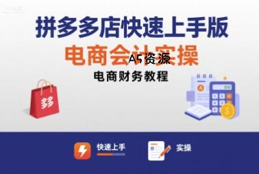 拼多多店快速上手版电商会计实操-电商财务教程-A5资源网