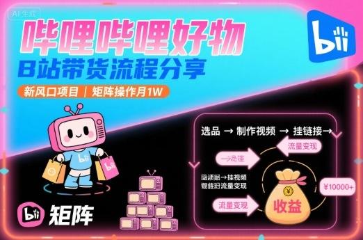 哔哩哔哩好物,B站带货流程分享,新风口项目,矩阵操作月1W-A5资源网