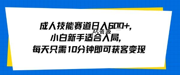 成人技能赛道日入多张，小白新手适合入局，每天只需10分钟即可获客变现-A5资源网