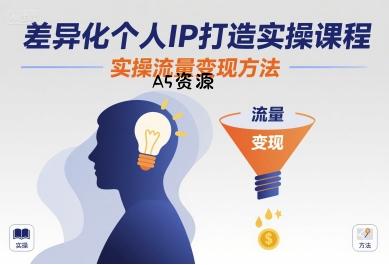 差异化个人IP打造实操课程,实操流量变现方法-A5资源网