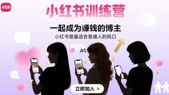 小红书训练营一起成为賺钱的博主,小红书是最适合普通人的风口-A5资源网