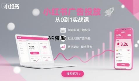 小红书广告投放从0到1的实战课，学完即可开始投放，拒绝无效广告消耗-A5资源网