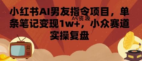 小红书AI男友指令项目,单条笔记变现1w+,小众赛道实操复盘-A5资源网