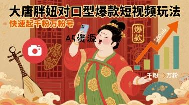 大唐胖妞对口型爆款短视频玩法,快速起千粉万粉号-A5资源网