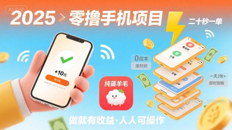 2025年零撸手机项目,二十秒一单,纯薅羊毛 一天2张+做就有-A5资源网