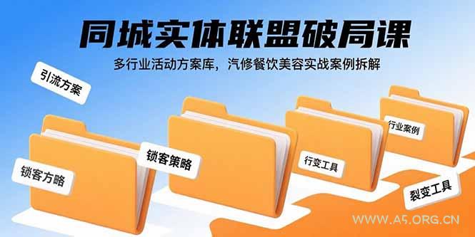 同城实体联盟破局课,多行业活动方案库,汽修餐饮美容实战案例拆解-A5资源网