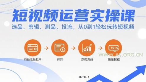 短视频运营实操课,选品、剪辑、测品、投流,从0到1轻松玩转短视频-A5资源网