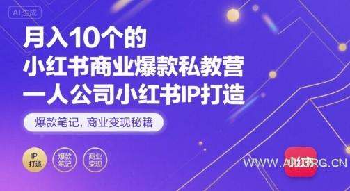 月入10个的小红书商业爆款私教营,一人公司小红书IP打造,爆款笔记,商业变现秘籍-A5资源网