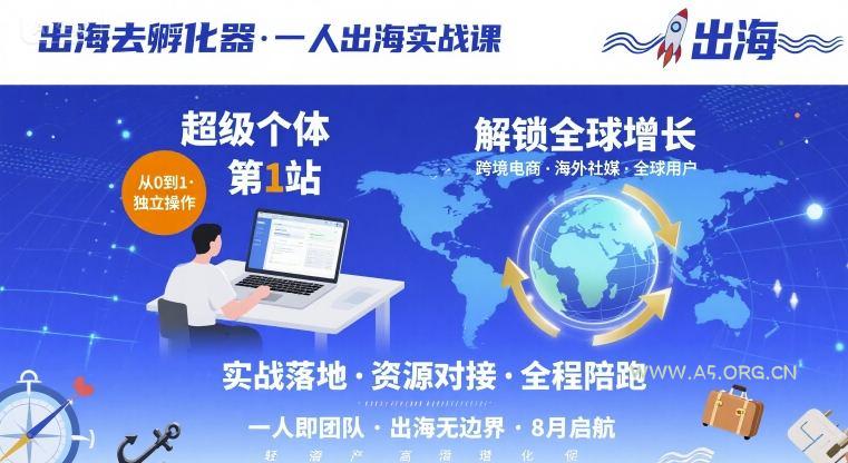 出海去孵化器,一人出海实战课,超级个体第1站,解锁全球增长-A5资源网