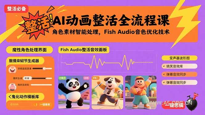 AI动画整活全流程课，角色素材智能处理，Fish Audio音色优化技术-A5资源网
