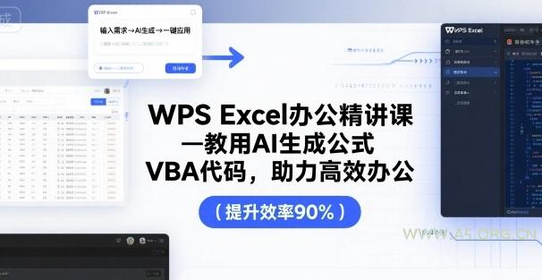 WPS Excel办公精讲课,教用 AI 生成公式,VBA 代码,助力高效办公-A5资源网