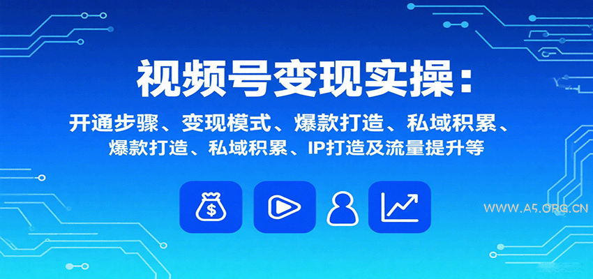 视频号变现实操,含开通步骤、变现模式、爆款打造、私域积累、IP打造及流量提升等-A5资源网