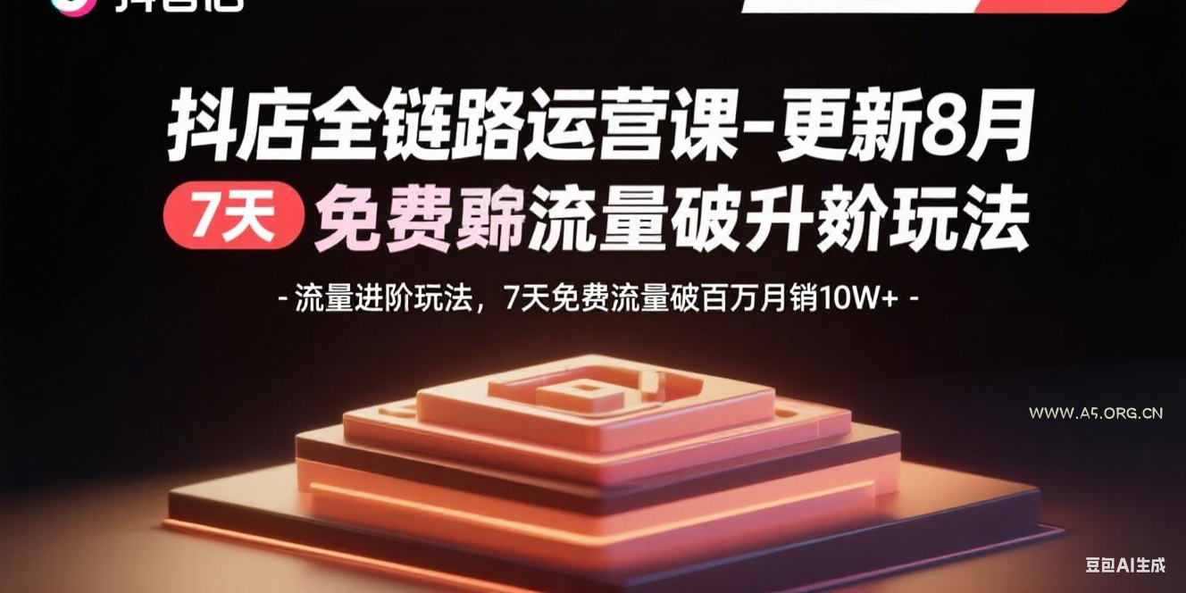 抖店全链路运营课-更新8月:流量进阶玩法,7天免费流量破百万月销10W+-A5资源网