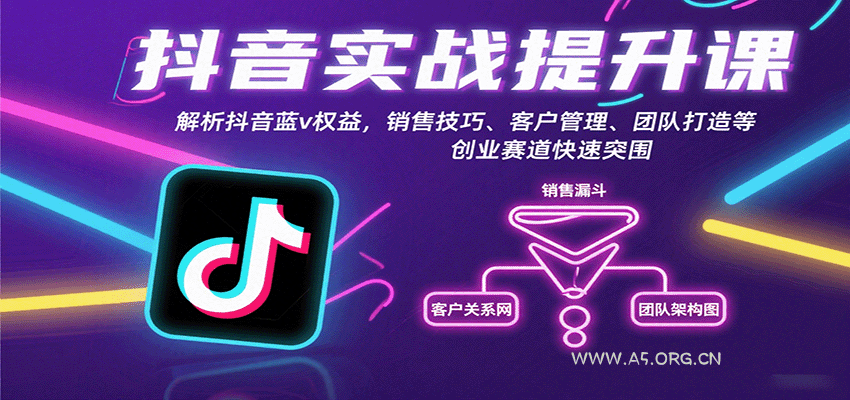 抖音实战提升课:解析抖音蓝v权益,销售技巧、客户管理、团队打造等创业赛道快速突围-A5资源网