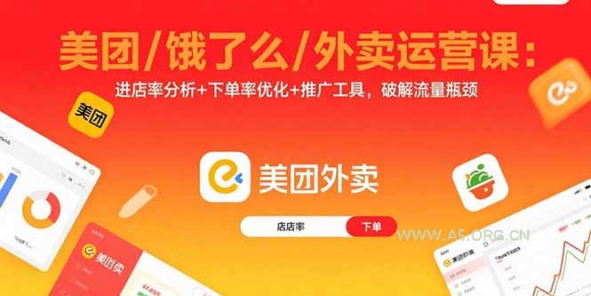 美团/饿了么/外卖运营课:进店率分析+下单率优化+推广工具,破解流量瓶颈-A5资源网