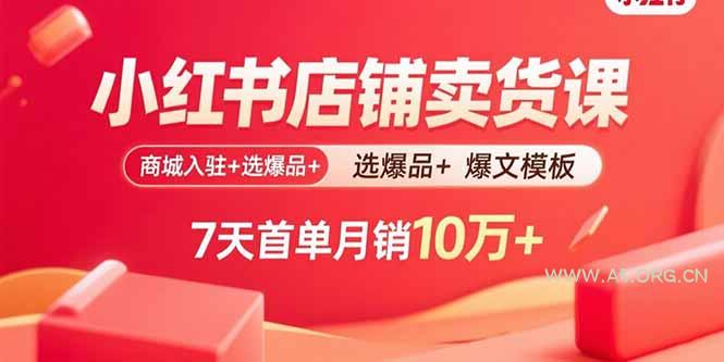 小红书店铺卖货课:商城入驻+选爆品+爆文模板,7天首单月销10万+-A5资源网