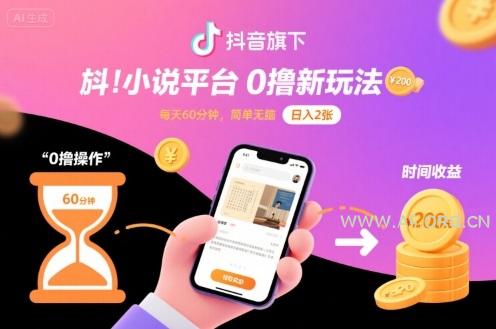 抖音旗下小说平台0撸新玩法,每天挂G60分钟,简单无脑,日入2张【揭秘】-A5资源网