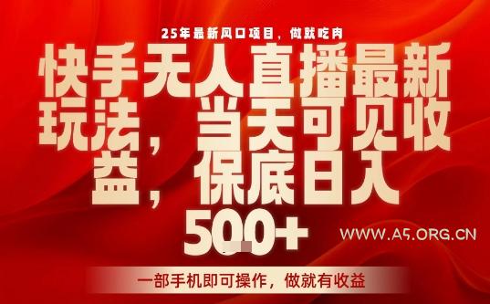 25年最新风口项目,快手无人直播,当天做当天出收益,不违规,一部手机即可操作,保底日入5张+【揭秘】-A5资源网