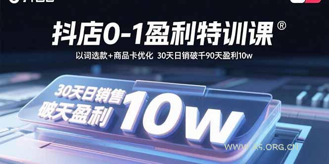 抖店0-1盈利特训课:以词选款+商品卡优化 30天日销破千90天盈利10w-A5资源网