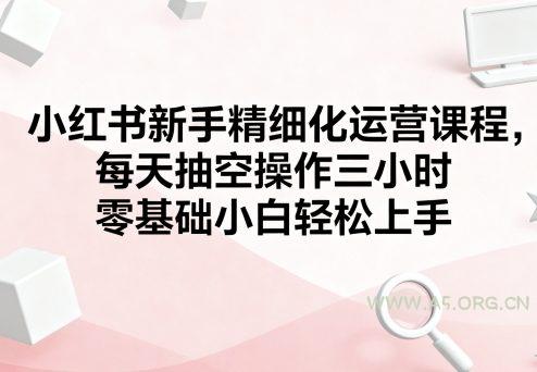 小红书新手精细化运营课程,每天抽空操作三小时,零基础小白轻松上手-A5资源网
