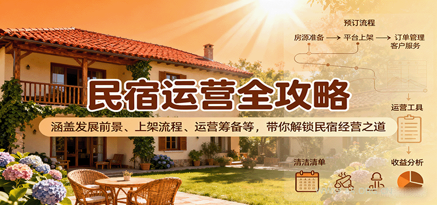民宿运营全攻略:涵盖发展前景、上架流程、运营筹备等,带你解锁民宿经营之道-A5资源网