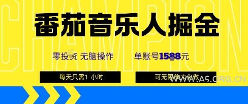 番茄音乐人掘金,单账号最高可撸1k+,可无限矩阵去做,零投入-A5资源网