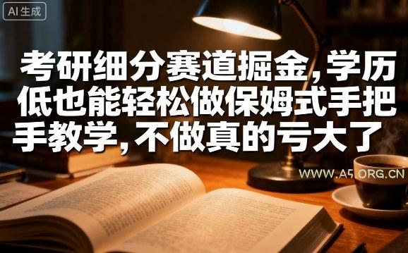 考研细分赛道掘金,日入1k+,学历低也能轻松做保姆式手把手教学,不做真的亏大了【揭秘】-A5资源网