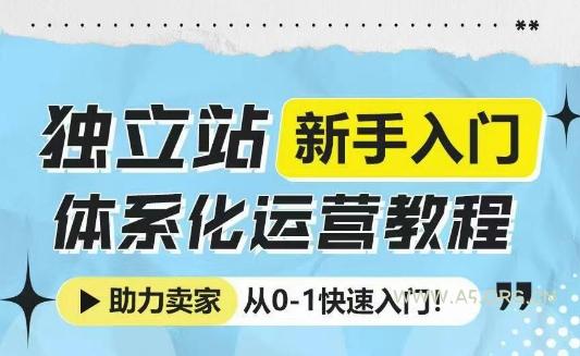 独立站新手入门体系化运营教程,助力独立站卖家从0-1快速入门!-A5资源网