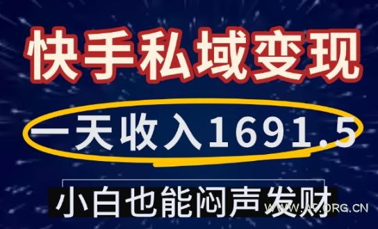 一天收入1691.5,快手私域变现,小白也能闷声发财-A5资源网
