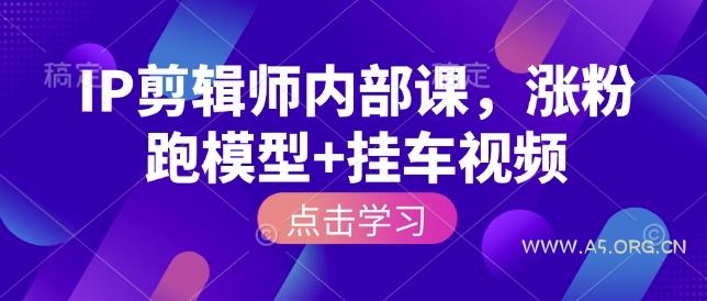 IP剪辑师内部课,涨粉跑模型+挂车视频-A5资源网