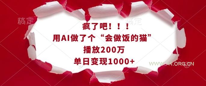 疯了吧!用AI做了个“会做饭的猫”,播放200万,单日变现1k-A5资源网