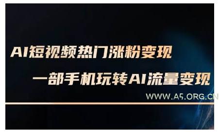 AI短视频热门涨粉变现课,AI数字人制作短视频超级变现实操课,一部手机玩转短视频变现-A5资源网