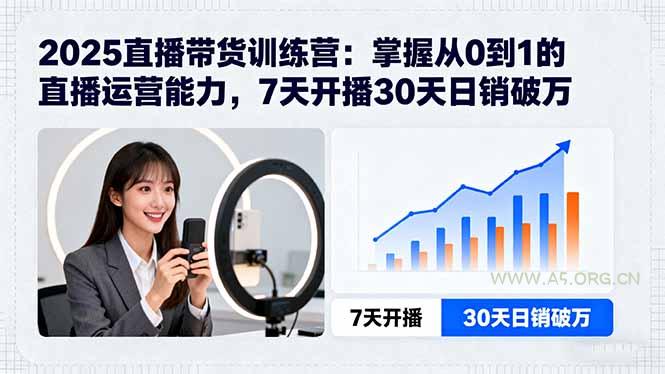 2025直播带货训练营:掌握从0到1的直播运营能力,7天开播30天日销破万-A5资源网