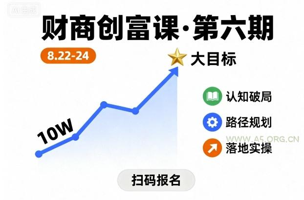 财商创富课第六期8月22-24号,如何从10W起步,一步步实现大目标-A5资源网