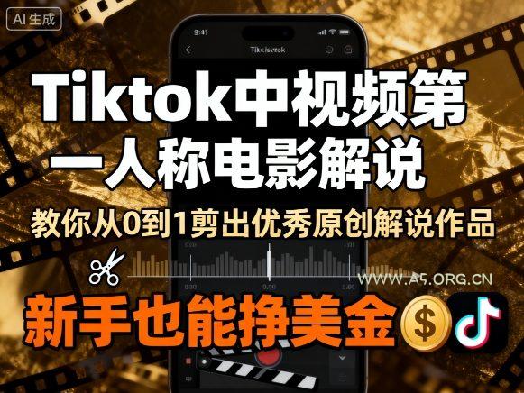 Tiktok中视频第一人称电影解说,教你从0到1剪出一个优秀的原创解说作品,新手也能挣美金-A5资源网