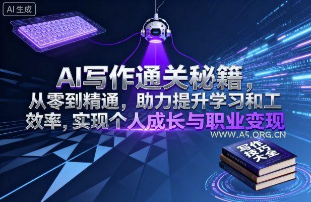 AI写作通关秘籍,从零到精通,助力提升学习和工作效率,实现个人成长与职业变现-A5资源网