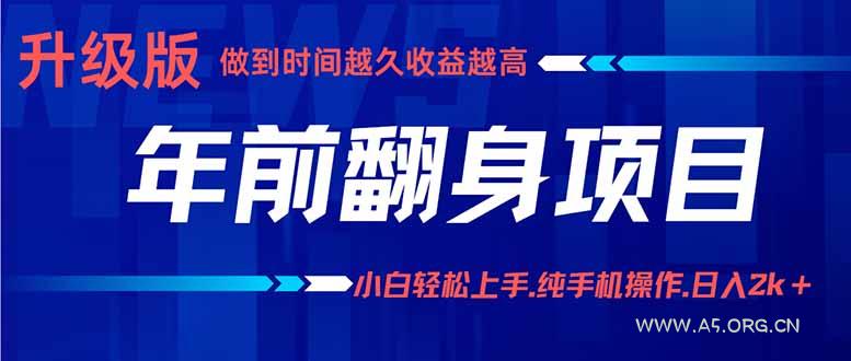 年前翻身项目,新手小白月入3w+,纯手机一条龙实操玩法-A5资源网