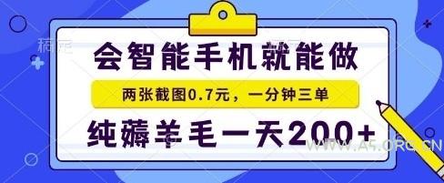 手机项目,二十秒一单,纯薅羊毛一天2张+做就有【揭秘】-A5资源网