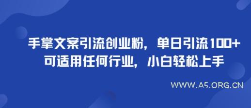 手掌文案引流创业粉,单日引流100+,可适用任何行业,小白轻松上手-A5资源网