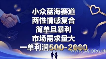 小众蓝海赛道,两性情感复合,简单且暴利,市场需求量大,一单利润5张,未来几年可持续深耕的项目-A5资源网